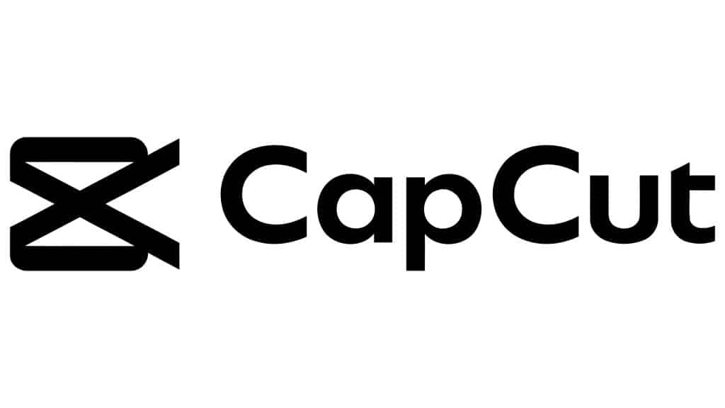 Logo de CapCut con letras negras sobre un fondo blanco